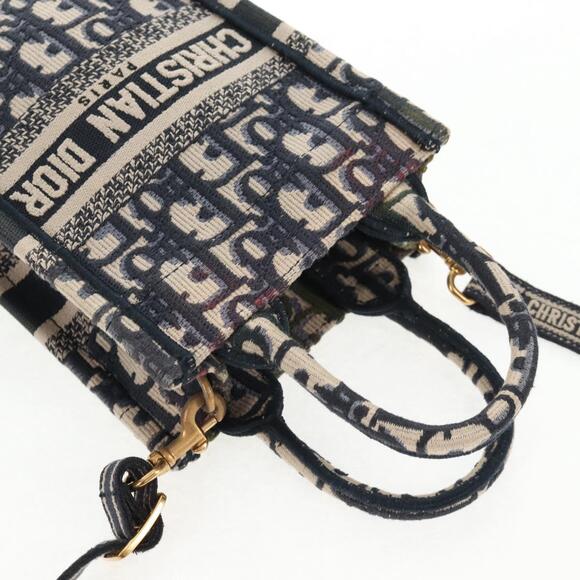 DIOR Trotter Canvas Book Tote Mini Bag Navy Gold - Picture 8 of 14
